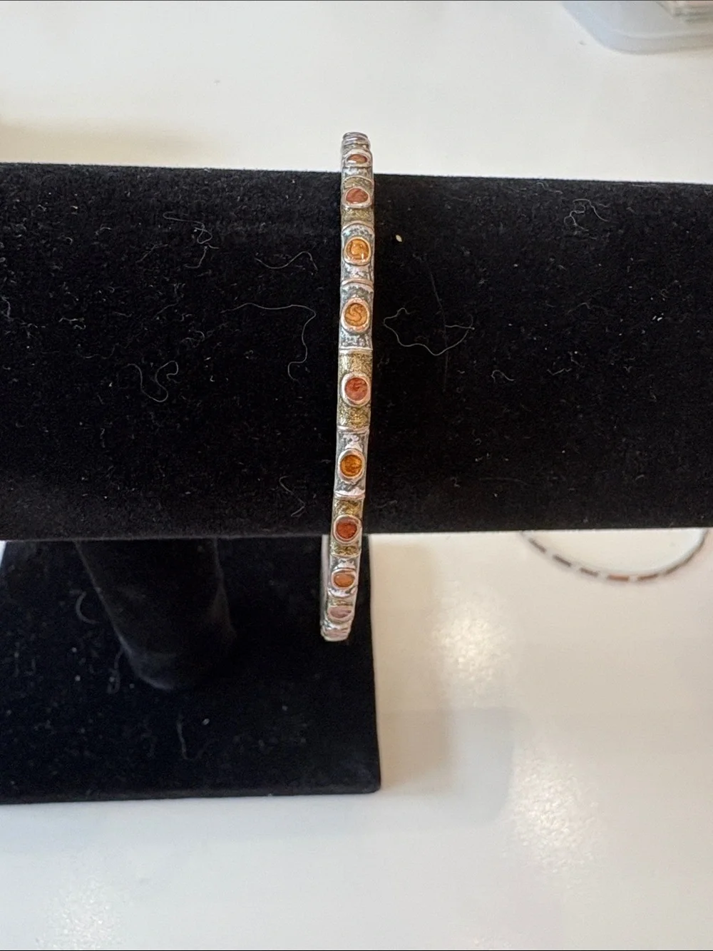 Stackable Copper and Brown Stone Bangle Bracelet Set - Women Jewelry